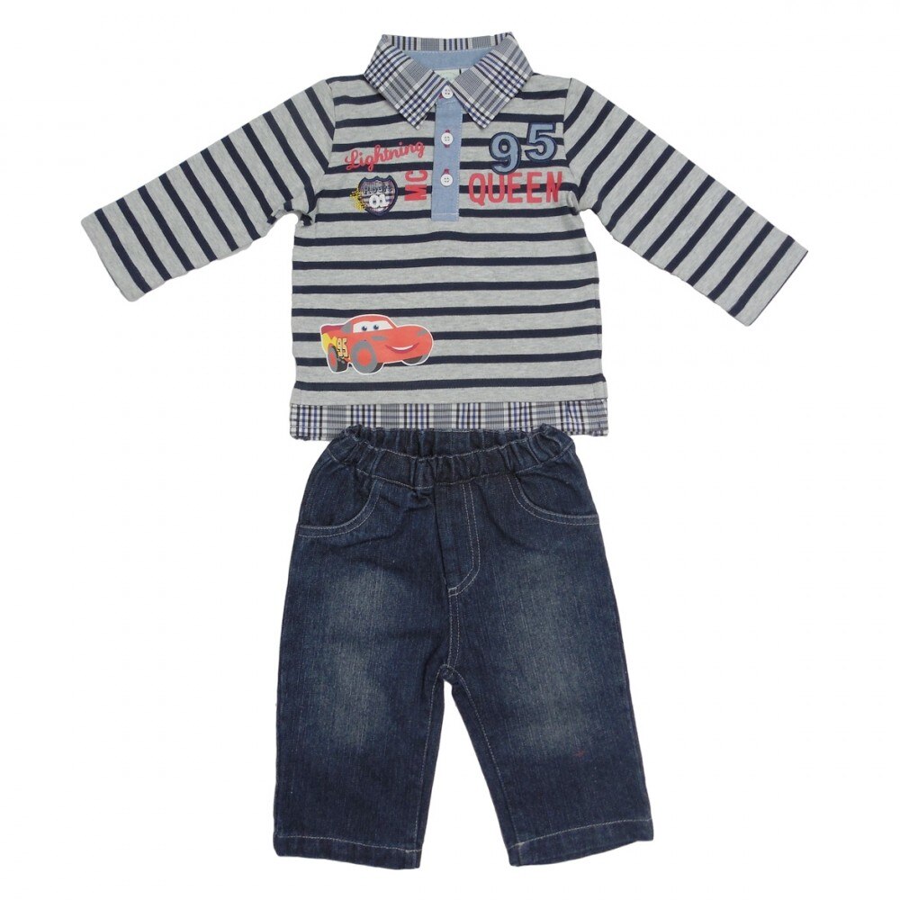 Set tricou cu maneci lungi si pantaloni lungi, Disney Personaje multiple - Cars, Gri