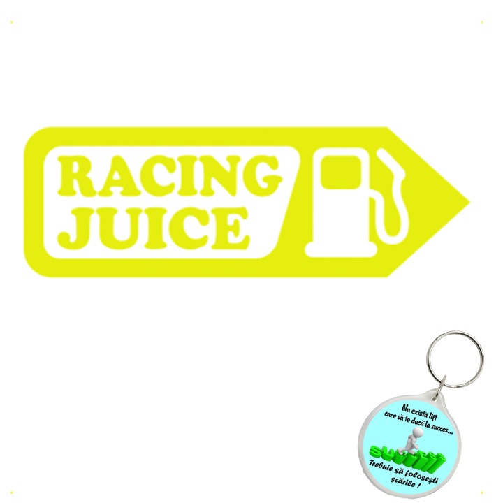 Set sticker decorativ auto racing juice, autocolant, 21cm, Gri si breloc drumul spre succes