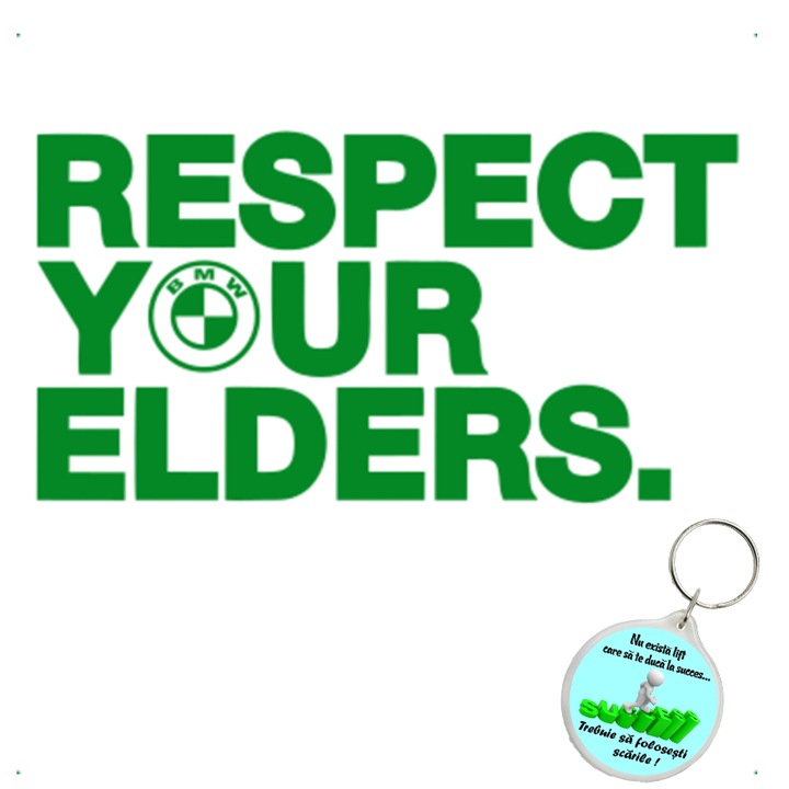 Set sticker decorativ auto respect your elders, autocolant, 21cm, Roz si breloc drumul spre succes