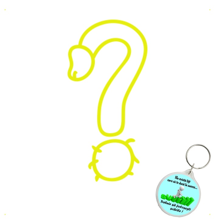 Set sticker decorativ auto semn intrebare, autocolant, 26 cm, Gri si breloc drumul spre succes