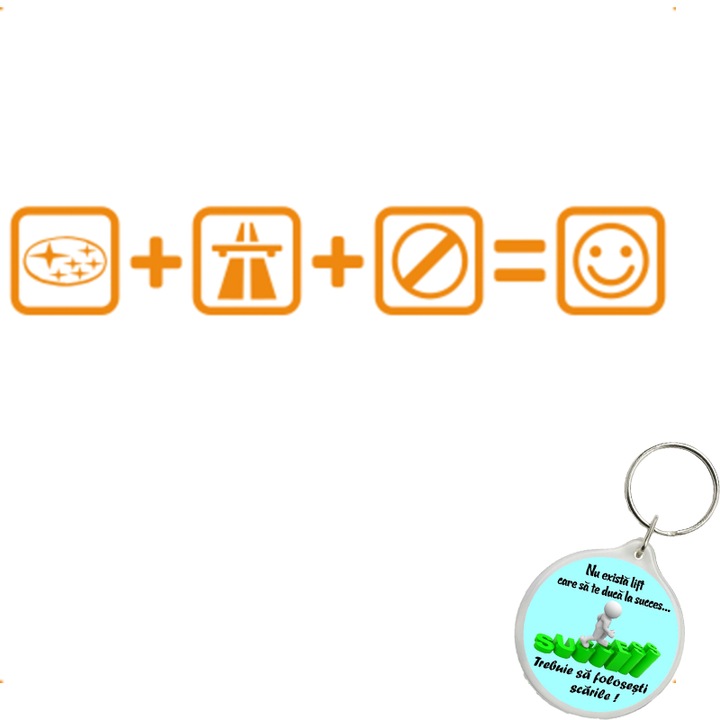 Set sticker decorativ auto subaru autostrada, autocolant, 26 cm, Albastru si breloc drumul spre succes