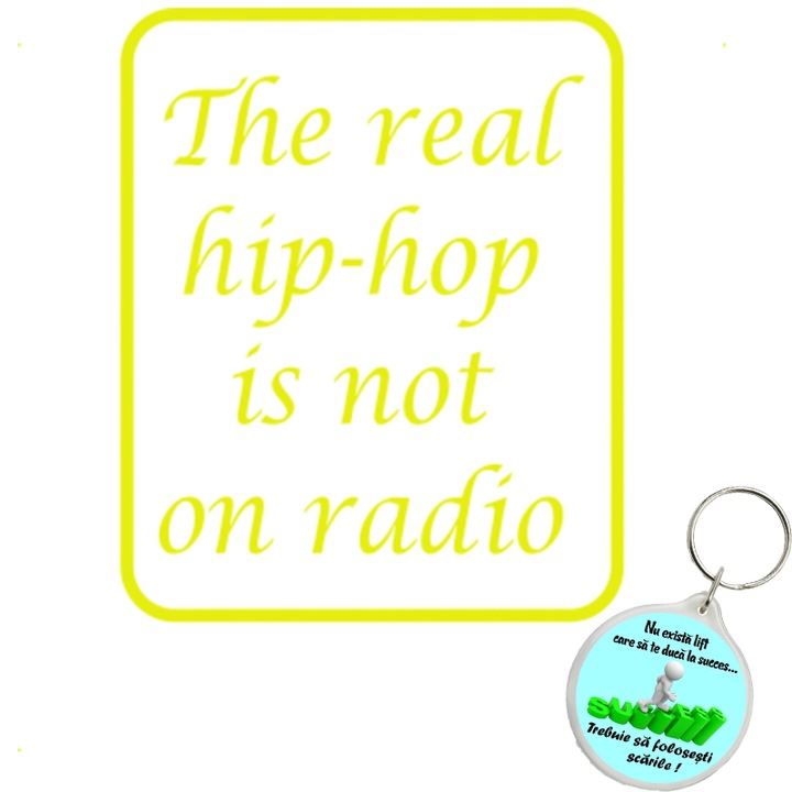 Set sticker decorativ auto the real hip hop v2, autocolant, 21cm, Gri si breloc drumul spre succes