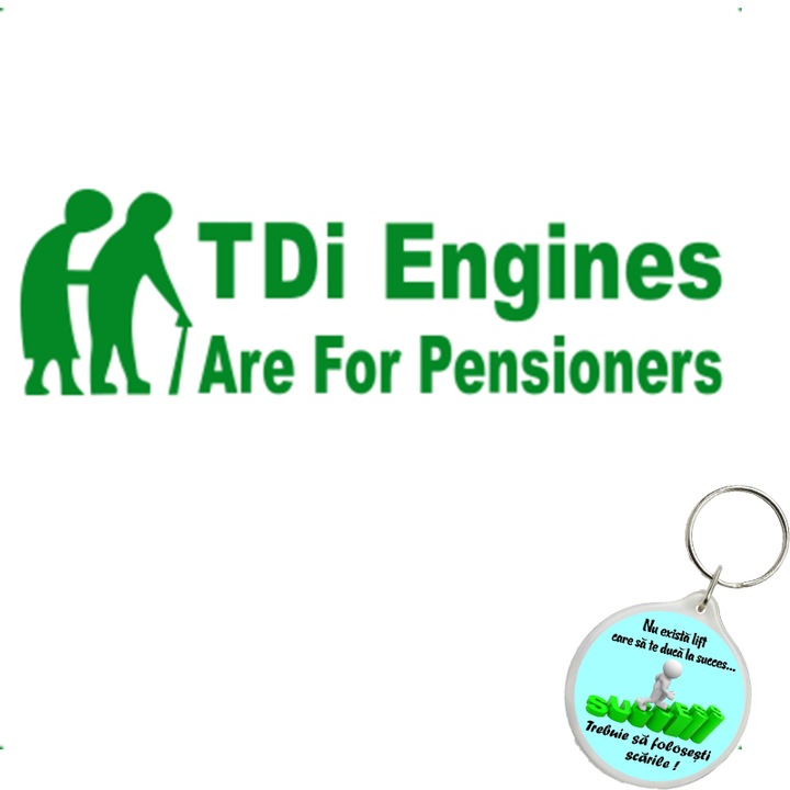 Set sticker decorativ auto tdi engines, autocolant, 21cm, Roz si breloc drumul spre succes