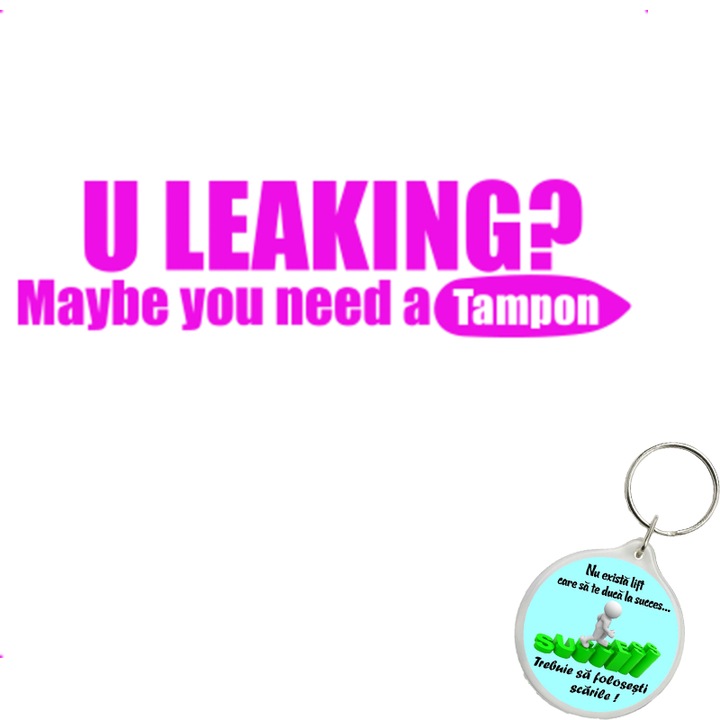 Set sticker decorativ auto u leaking, autocolant, 21cm, Verde si breloc drumul spre succes