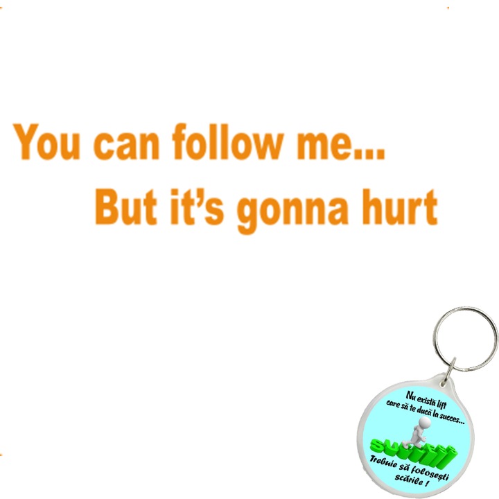 Set sticker decorativ auto you can follow me, autocolant, 26 cm, Albastru si breloc drumul spre succes