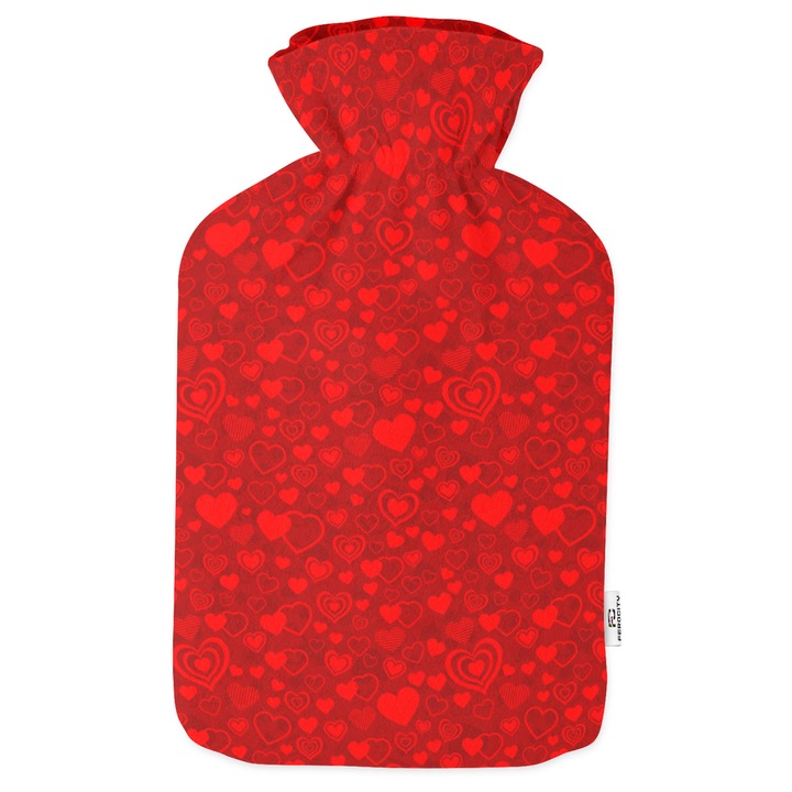 Perna cu apa calda, Thermofor cu husa moale, 2L, Red Hearts