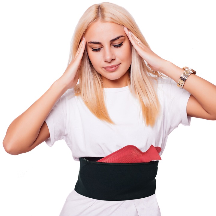 Centura Termica Pentru Adulti, Ferocitate, 2 Litri, Negru, Curea Pentru Dureri, Menstruale/Musculare, Neopren Cu Mentinere Indelungata A Caldurii, Ajustare Universala, S- XXXL