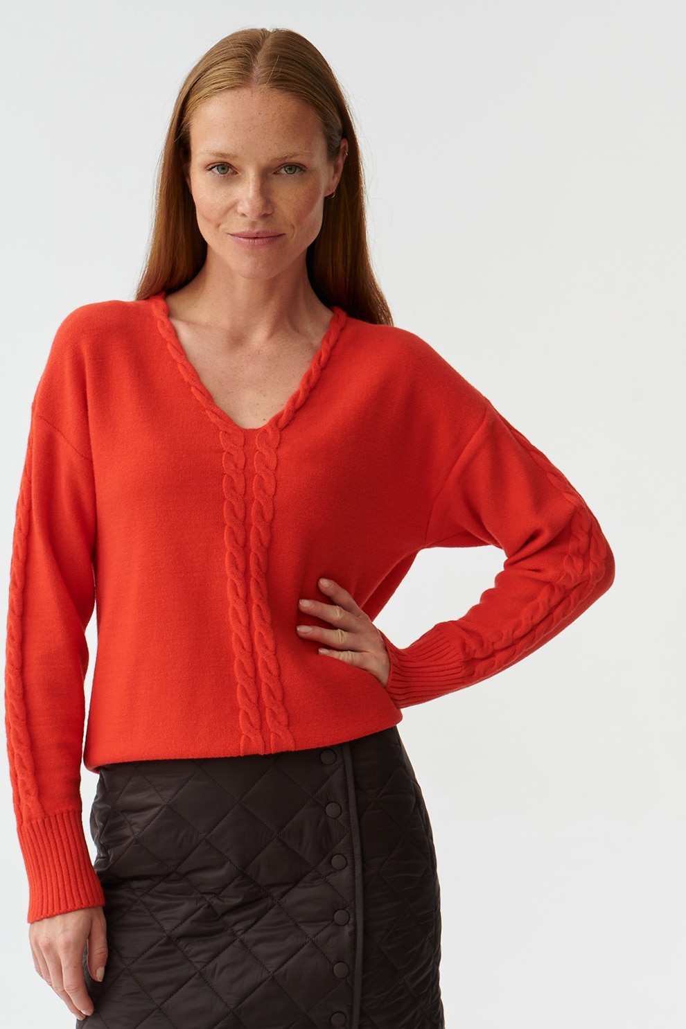 Tatuum, Pulover cu decolteu in V, Rosu, XS