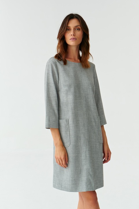 Tatuum, Rochie cu maneci 3/4 cu buzunare aplicate Skapi, Gri