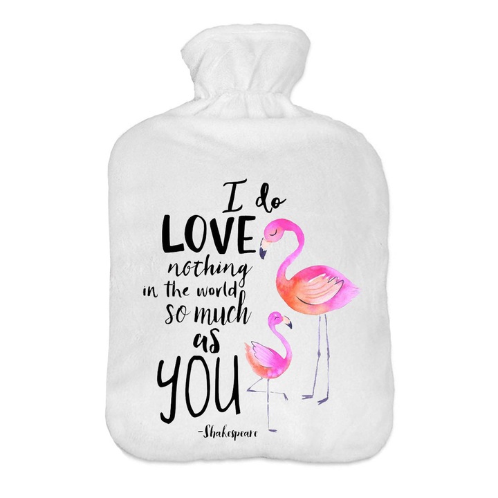 Perna cu apa calda, Thermofor cu husa moale, 2L, Flamingo Love