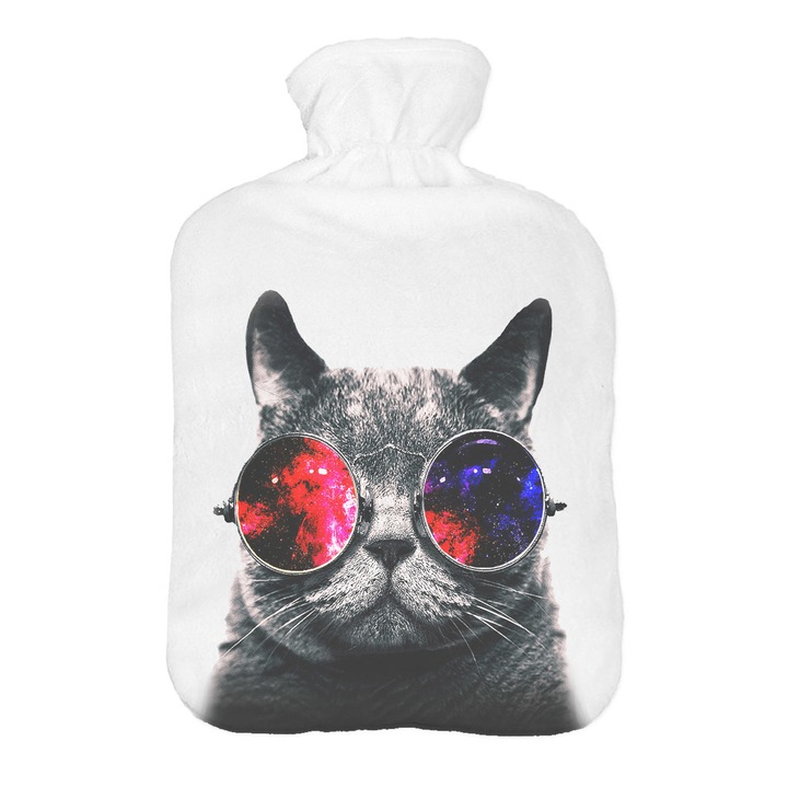 Termofor cu HusaPerna cu apa calda, Thermofor cu husa moale, Ferocity, 2 l, Galaxy Cat