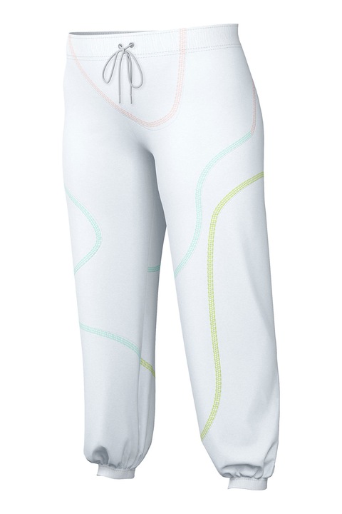 Nike, Спортен панталон Swirl със свободна кройка и контрасти, Бял, XS
