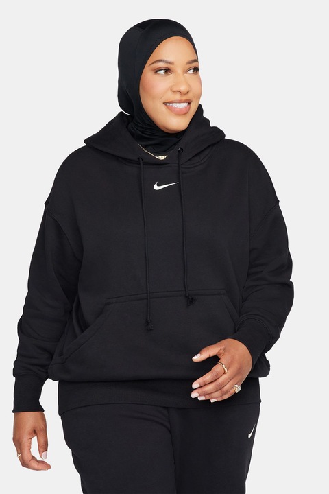 Nike, Худи с памук с лого, Черен