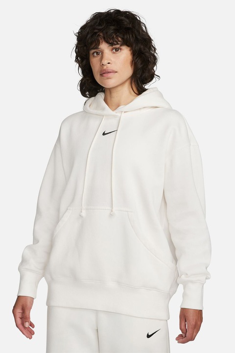 Nike, Hanorac supradimensionat cu buzunar kangaroo Phoenix, Alb murdar