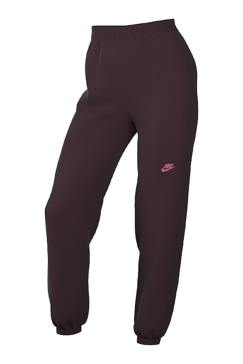 Nike, Спортен панталон с връзка и лого, Тъмновиолетов
