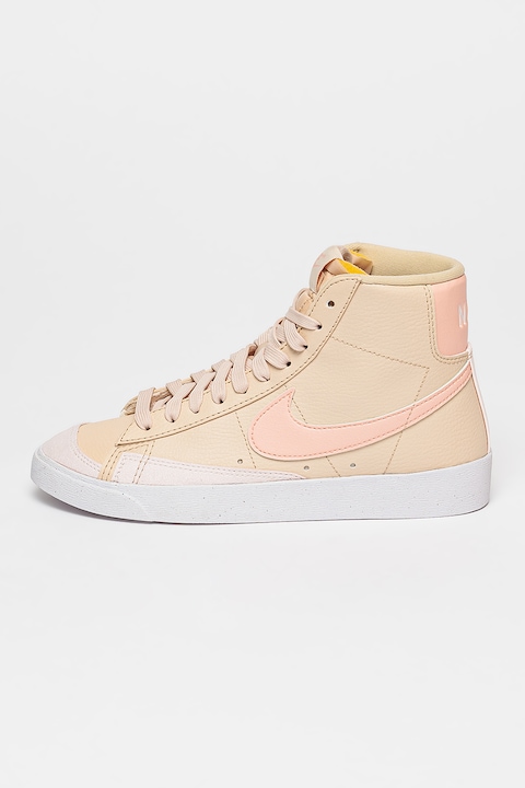 Nike, Tenisi high-cut Blazer Mid '77 de piele ecologica, Maro nisip/Roz