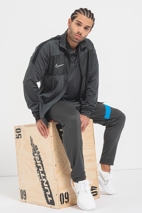 Nike, Jacheta cu tehnologie Dri fit pentru fitness, Gri antracit/Negru