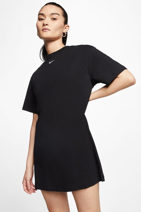 Nike, Рокля тип тениска Essentials с лого, Черен