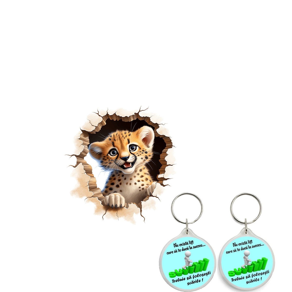 Set sticker decorativ 3d ghepard model 1, autocolant, 36 cm si 2 ...