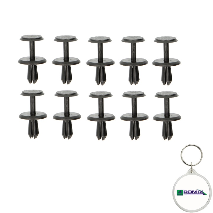 Set 10 buc. pin fixare tapiterie ROM A82009 pentru MERCEDES 5X11.2MM si breloc Romix