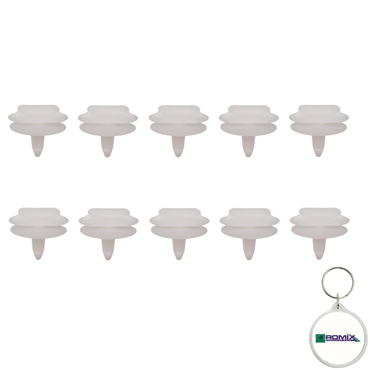 Set 10 buc. pin fixare elemente exterioare ROM C10098 pentru RENAULT 7X19.7MM si breloc Romix