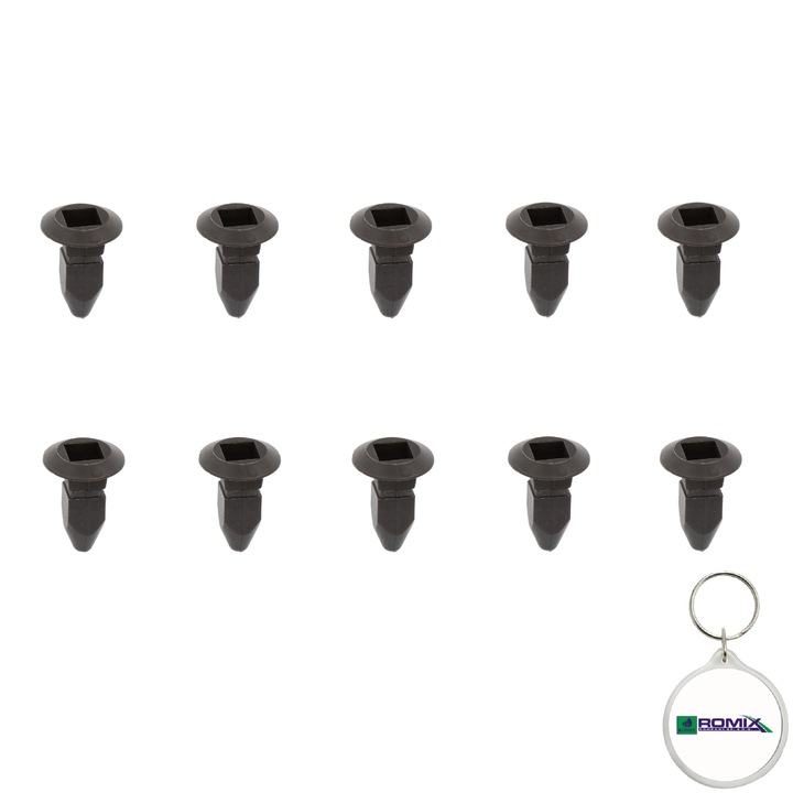 Set 10 buc. pin contra element fixare tapiterie ROM 15507 pentru AUDI A2, A3, A4 B5, A4 B6, A4 B7 07.87-06.14 si breloc Romix