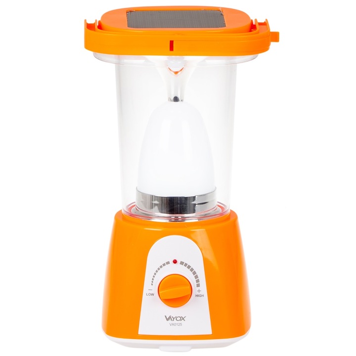 Къмпинг фенер Vayox VA0125, източник 60x SMD 2835 LED 710lm, включена батерия, Powerbank, соларно и 230V зареждане, оранжев