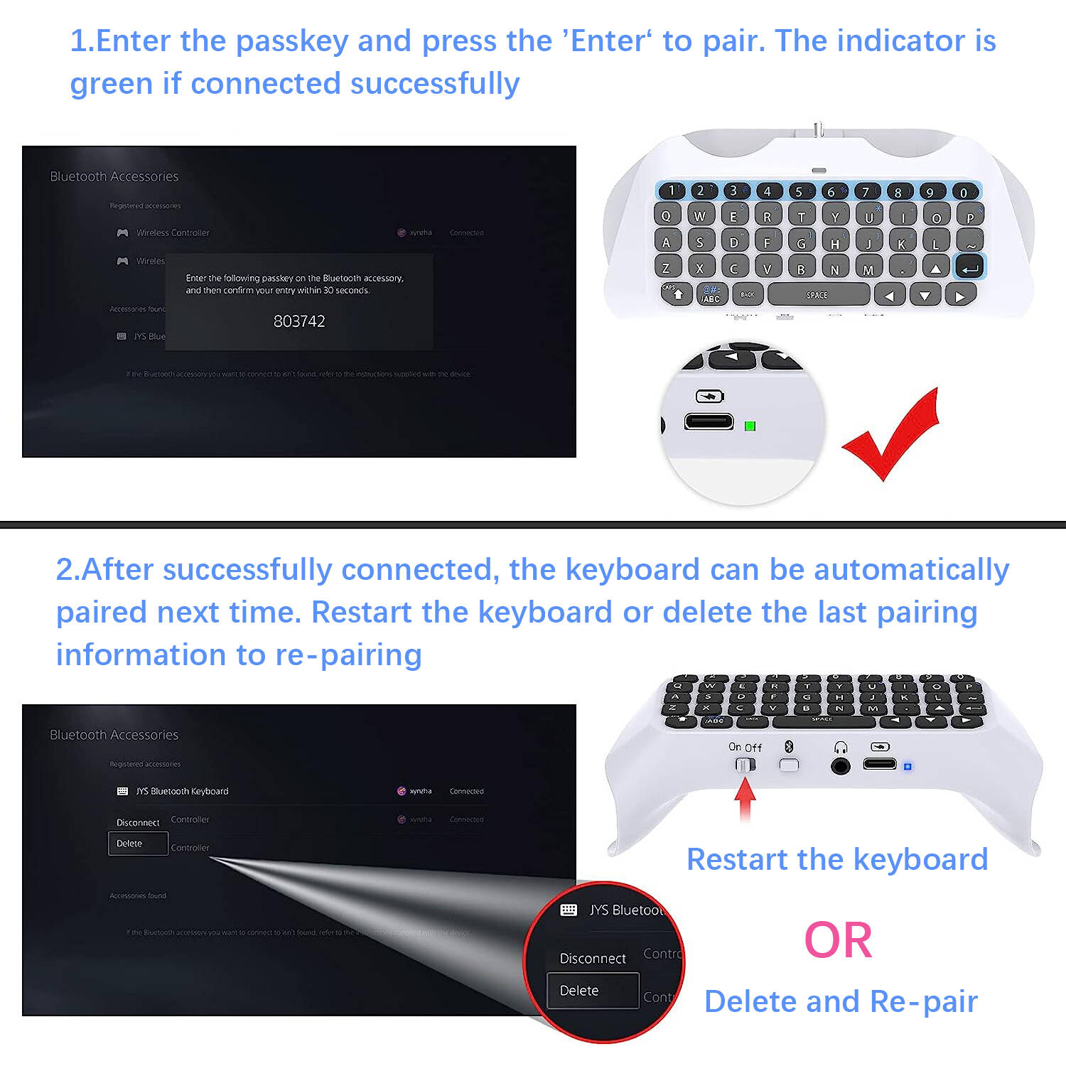 Psx Keypad Bluetooth Keypad Chatpad for Playstation 5 Controller, JESWO, Wireless ...