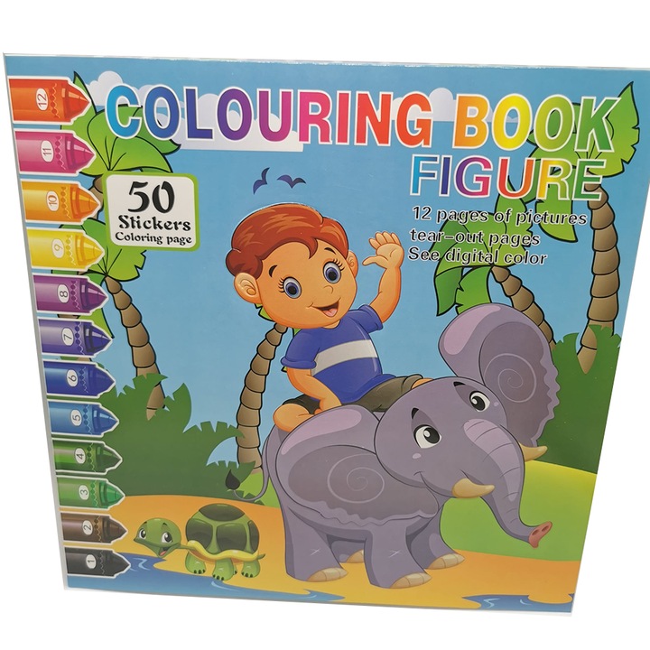 Carte de Colorat cu 50 stickere, 12 pagini, 25x25cm, Activitati, VisionXXI