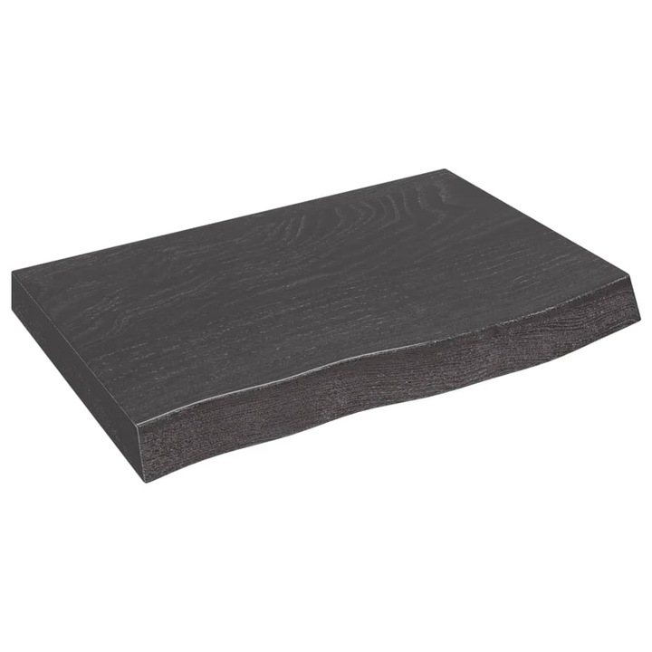 Sötétbarna kezelt tömör tölgyfa fali polc 60x40x(2-6) cm