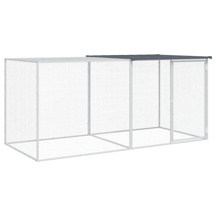 Cotet pui cu acoperis vidaXL, antracit, 203x98x90 cm, otel galvanizat, 14.05 kg