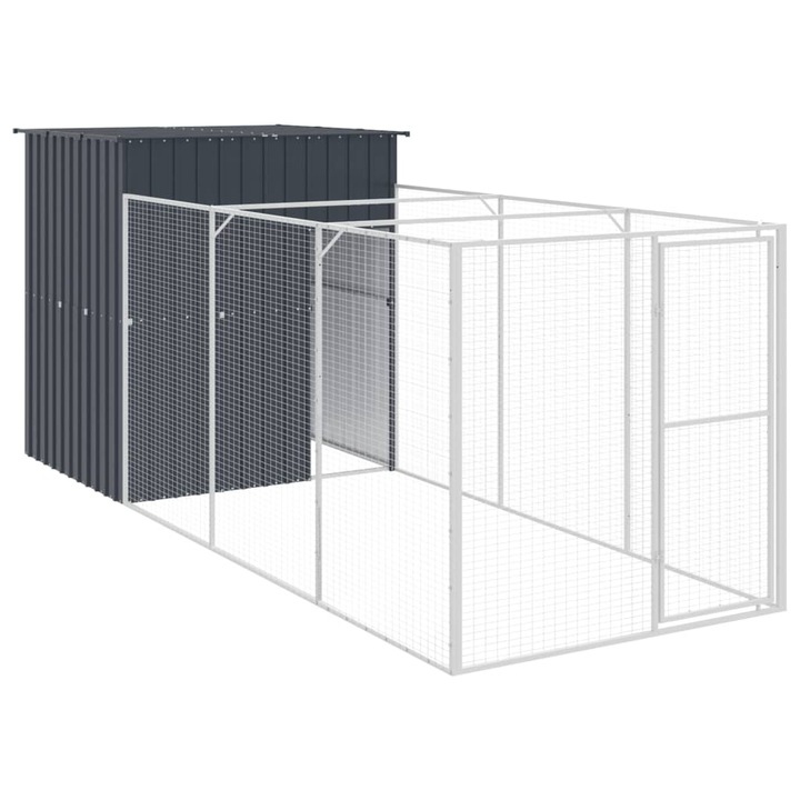 Cusca caine vidaXL, cu tarc antracit 165x455x181 cm otel galvanizat, 67.43 kg