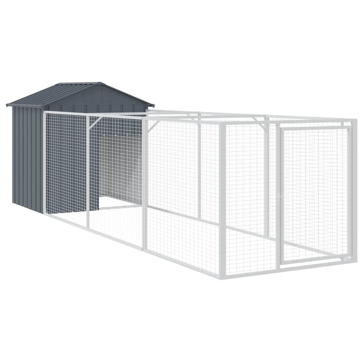 Кучешка къща с покрив vidaXL, Антрацит, 117x405x123 см, Стомана, 34.05 Kg