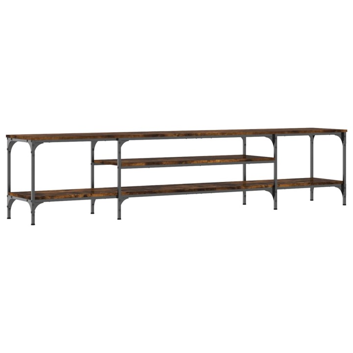 vidaXL füstös tölgy színű szerelt fa és vas TV-szekrény 201x35x45 cm 24.5 kg