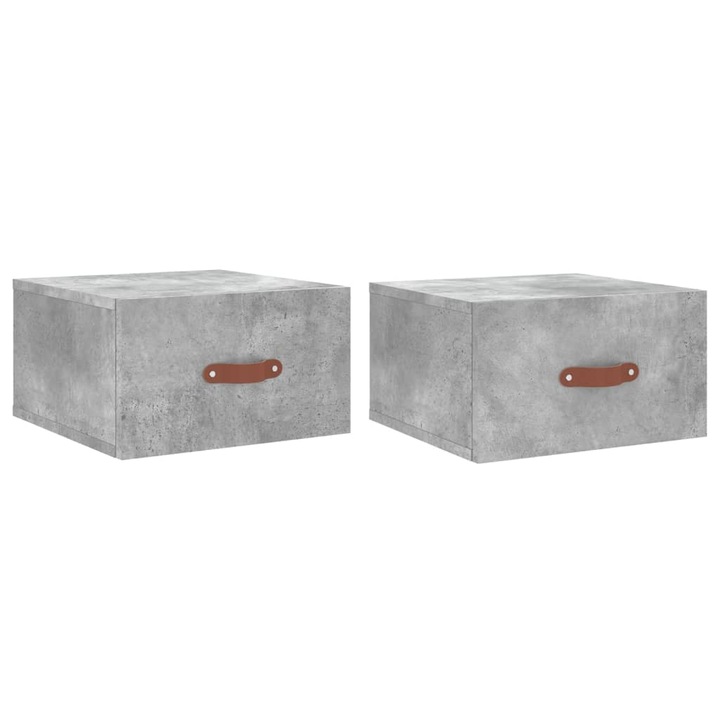 Set noptiere montate pe perete vidaXL, 2 buc. gri beton 35x35x20 cm, 11.3 kg
