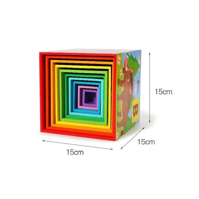 Turn Montessori din lemn 10 cuburi Alfabet si Animale, multicolor ...
