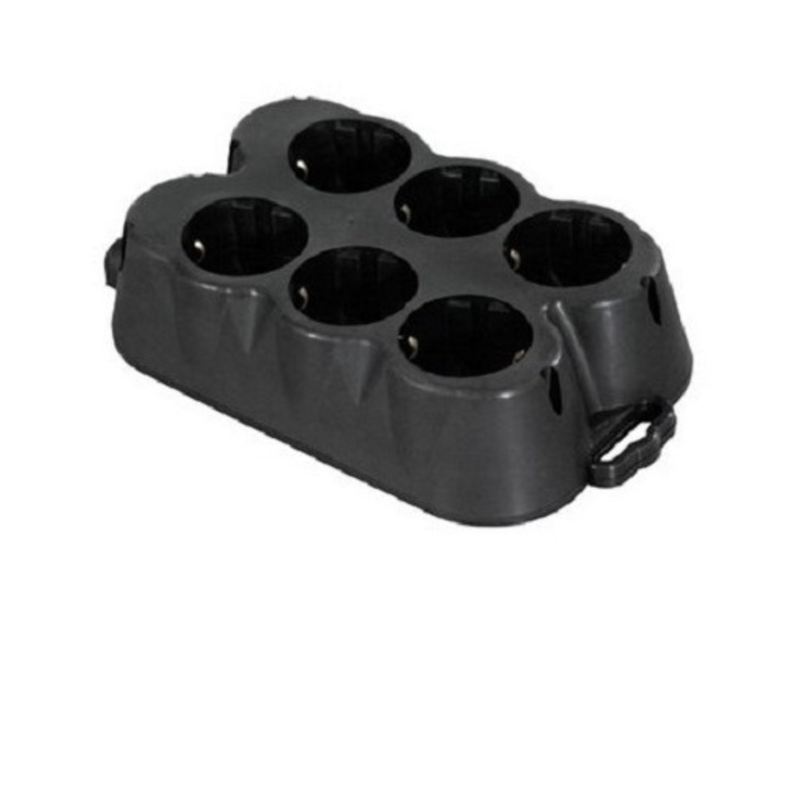Multipriza 6 P cauciuc negru 16A