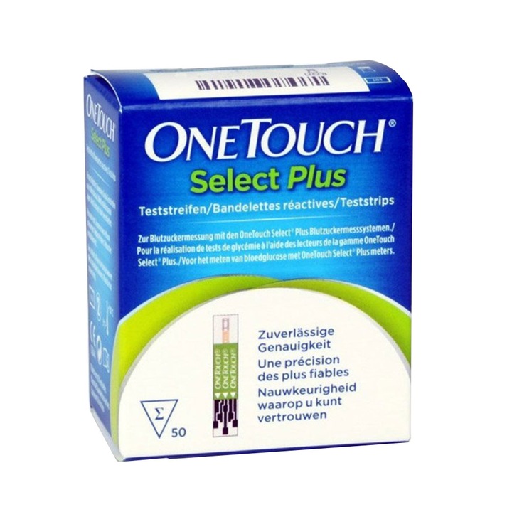 Кръвен тест за кръвна захар OneTouch Select Plus, 50 теста / кутия