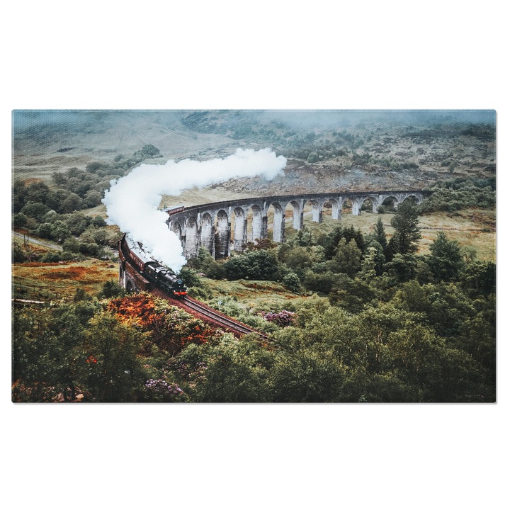 Tablou Canvas Peisaj Scotian cu Podul Glenfinnan Viaduct si Munti 140x90CM