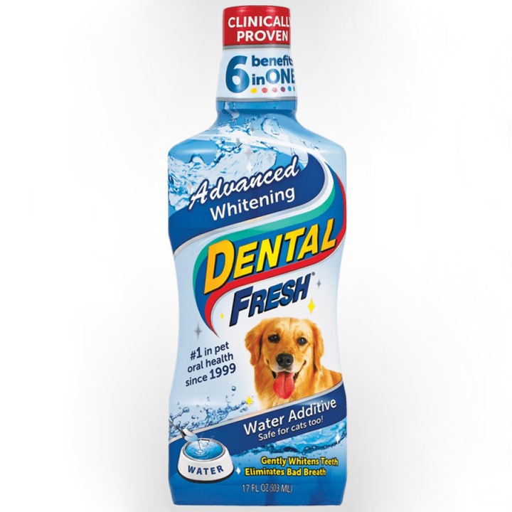 Apa de gura pentru caini si pisici Dental Fresh, Albire, 503 ml