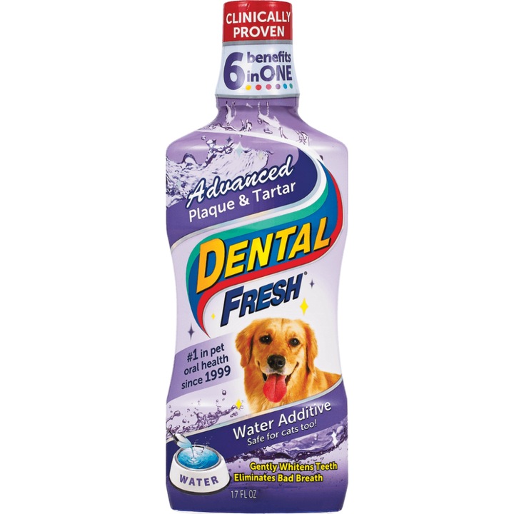 Apa de gura pentru caini si pisici Dental Fresh, Placa si Tartru, 237 ml