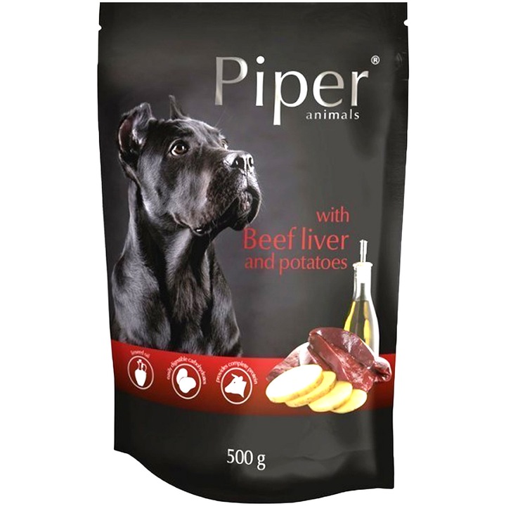 Hrana umeda pentru caini Piper, Ficat de Vita si Cartofi, 500 g