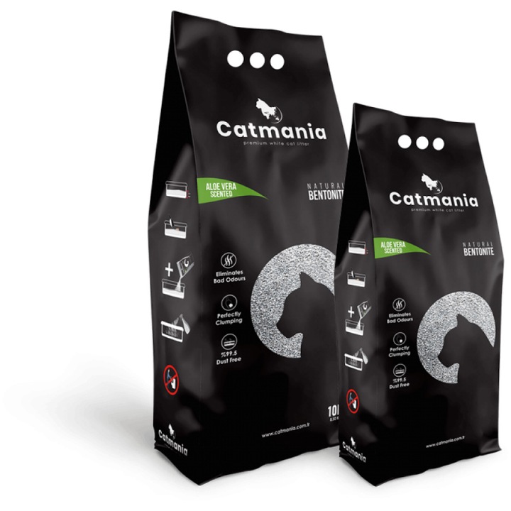 Nisip pentru pisici Catmania, Bentonita, Aloe Vera, 5 L