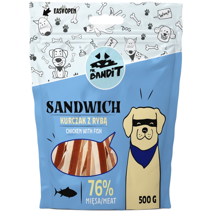 Recompense pentru caini Mr.Bandit, Pui si Peste, 500 g