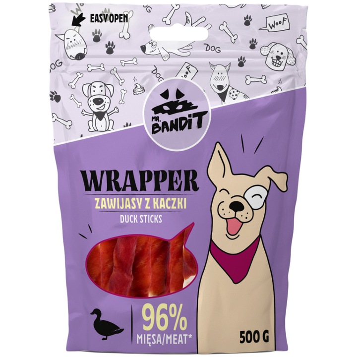 Recompense pentru caini Mr.Bandit, Wrapper, Duck Sticks, 500 g