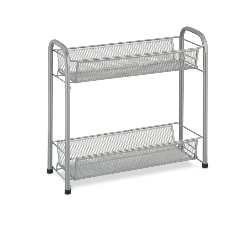 Etajera metalica pentru bucatarie sau birou, Relaxdays, 2 rafturi, dimensiuni 40 x 44 x 17,5 cm, gri