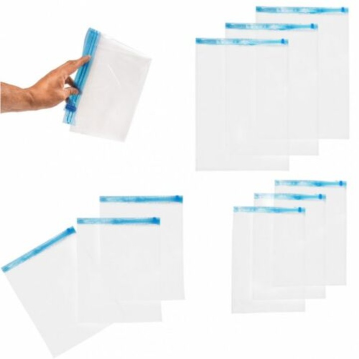 9 db-os tárolózsák szett, különböző méret (3 db 70x50cm, 3 db 50x40cm, 3 db 50x35cm)