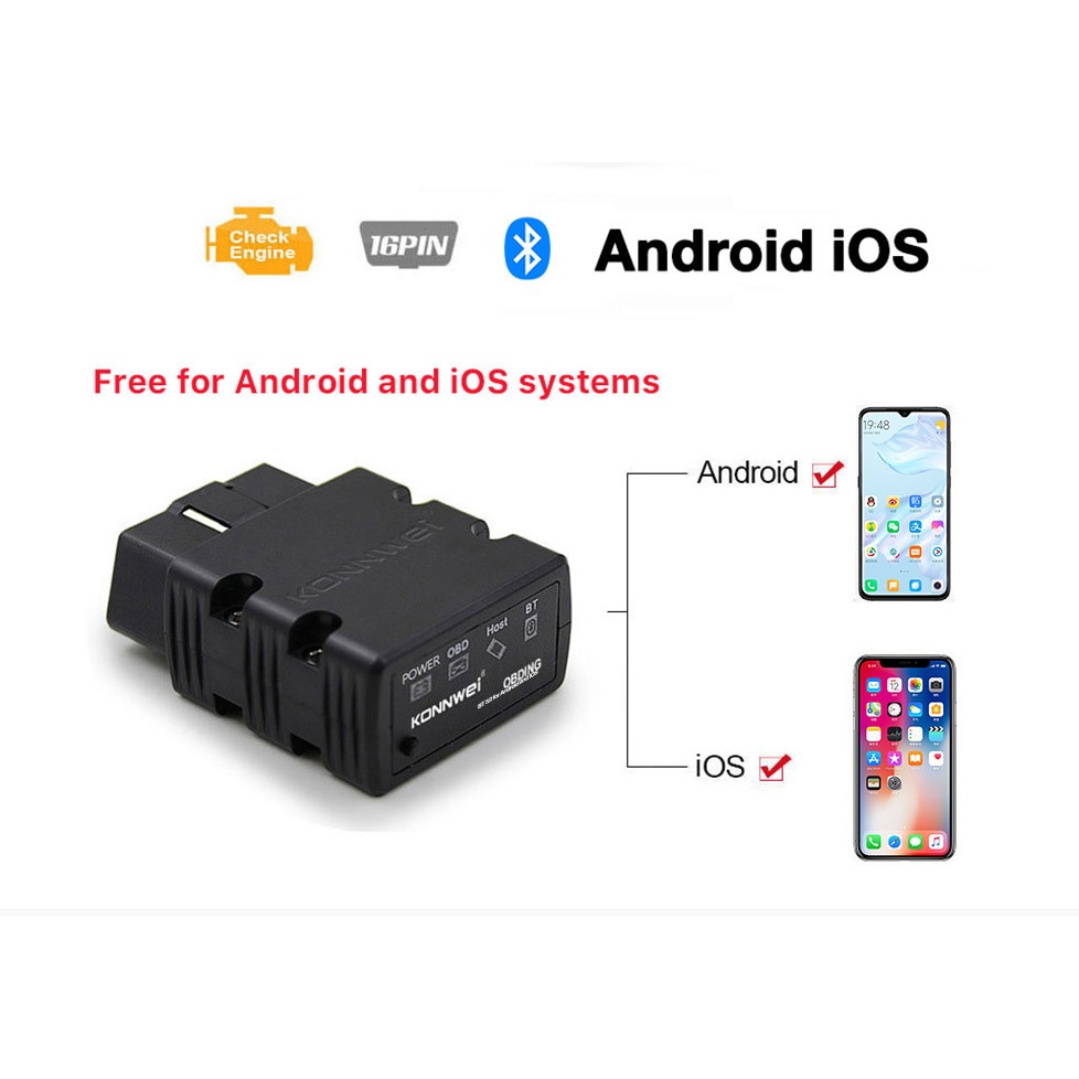 KONNWEI New KW902 Mini ELM327 Bluetooth Wireless OBD-II OBD2 Car Auto  Diagnostic Scan Tools Compatible with Android & Windows PC (Black) 