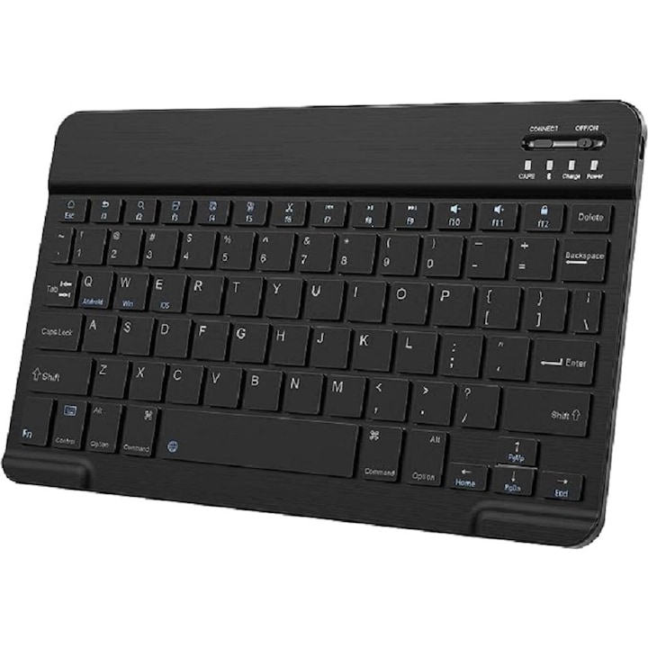 Безжична клавиатура за таблет, Cafuneplus®, Bluetooth, безжична, мини, ултра тънка, универсална, преносима, черна