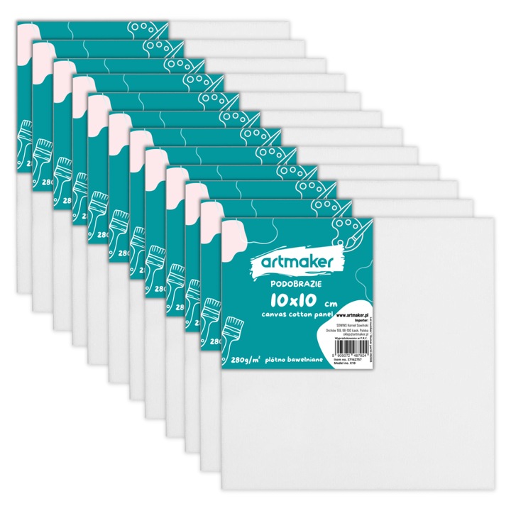 Set de 12 panze 10x10 cm, Artmaker, 100 Bumbac, Panza